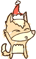 Christmas Dog Chalk Drawing