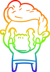 Obraz premium rainbow gradient line drawing cartoon man crying
