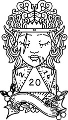 Fototapeta na wymiar elf barbarian character with natural twenty dice roll illustration