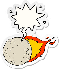 cartoon meteorite and speech bubble sticker