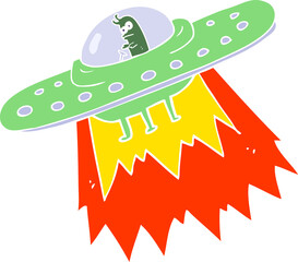 flat color illustration of a cartoon ufo