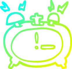 cold gradient line drawing cartoon ringing alarm clock