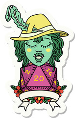 half orc bard with natural 20 dice roll sticker