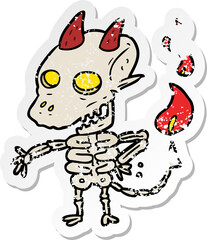 distressed sticker of a cartoon spooky demon