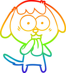 rainbow gradient line drawing cute cartoon dog
