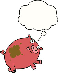 cartoon pig and thought bubble