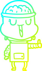 cold gradient line drawing happy cartoon robot