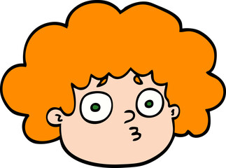 hand drawn doodle style cartoon big hair boy