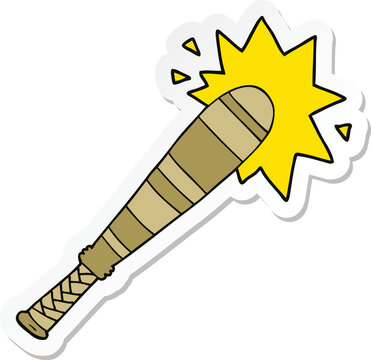 sticker of a cartoon baseball bat hitting