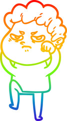 rainbow gradient line drawing cartoon angry man