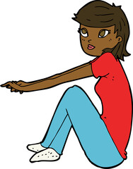 cartoon pretty girl sitting