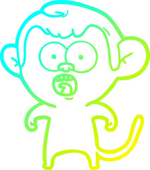 cold gradient line drawing cartoon shocked monkey