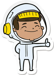 sticker of a happy cartoon astronaut