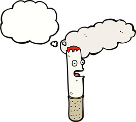 cartoon cigarette with thought bubble