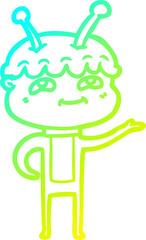 cold gradient line drawing friendly cartoon spaceman