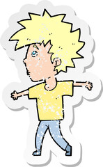 retro distressed sticker of a cartoon boy