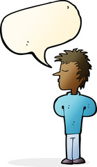 cartoon man ignoring with speech bubble