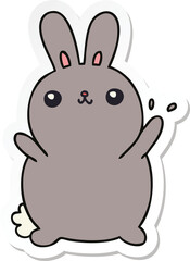 sticker of a quirky hand drawn cartoon rabbit