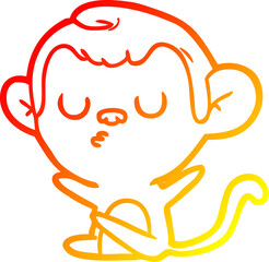 warm gradient line drawing cartoon monkey