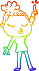 rainbow gradient line drawing cartoon calm woman