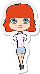 sticker of a cartoon happy girl