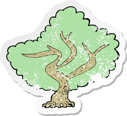 retro distressed sticker of a cartoon tree