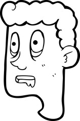 black and white cartoon staring man drooling