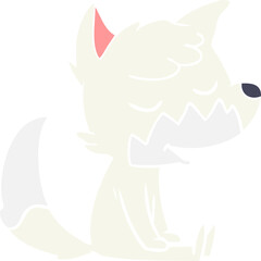 friendly flat color style cartoon sitting fox