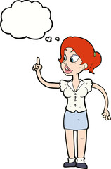cartoon woman with great idea with thought bubble
