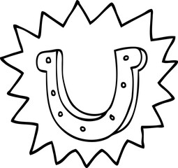 line drawing cartoon lucky horseshoe