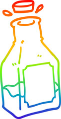 rainbow gradient line drawing cartoon drink in decanter