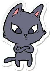sticker of a confused cartoon cat