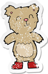 retro distressed sticker of a cartoon teddy bear