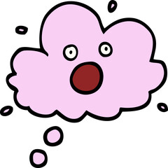 hand drawn doodle style cartoon screaming thought cloud