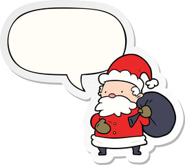 cartoon santa claus and speech bubble sticker