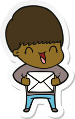 sticker of a happy cartoon boy