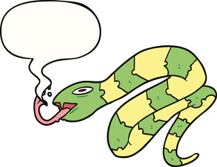 Fototapeta premium cartoon hissing snake and speech bubble