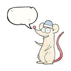 speech bubble textured cartoon happy mouse