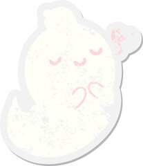 cute cartoon ghost grunge sticker