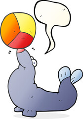 speech bubble cartoon seal balancing ball