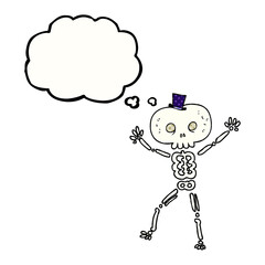 thought bubble cartoon dancing skeleton
