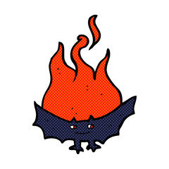 cartoon flaming halloween bat