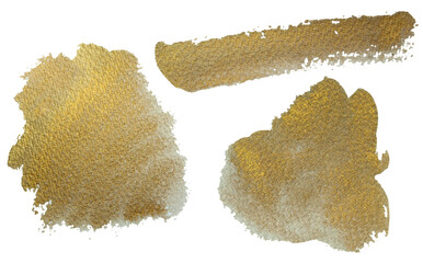 Watercolor splash, texture, stroke, gold color, effect, vintage, brush, paint, clipart	