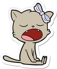 Obraz na płótnie Canvas sticker of a cartoon yawning cat