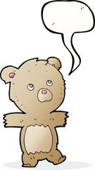 Obraz premium cartoon cute teddy bear with speech bubble