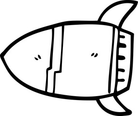 line drawing cartoon space rocket