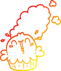 warm gradient line drawing cute cartoon pie