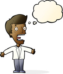 cartoon screaming man with thought bubble