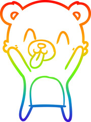 rainbow gradient line drawing rude cartoon bear