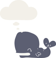 cartoon whale and thought bubble in retro style